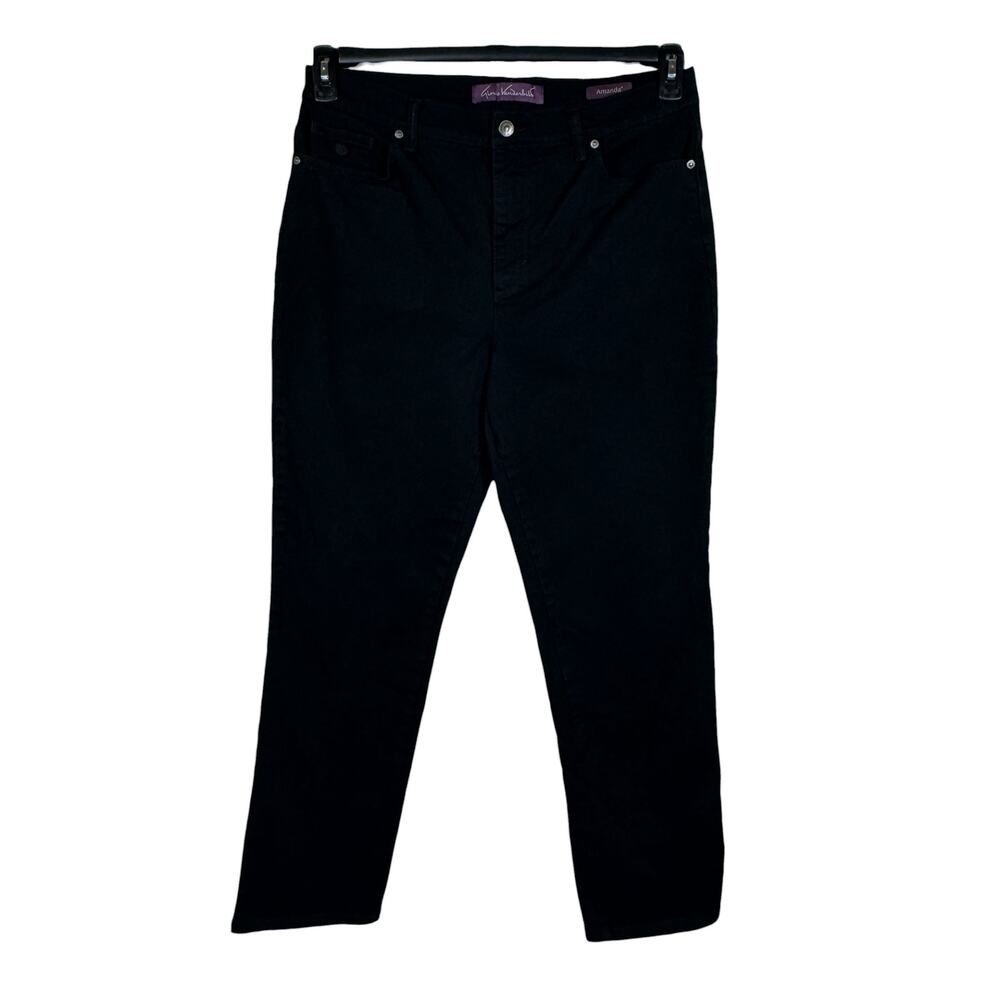 Gloria Vanderbilt SZ 14 Amanda Jeans Stretch Zip-Fly High-Rise Pockets Black